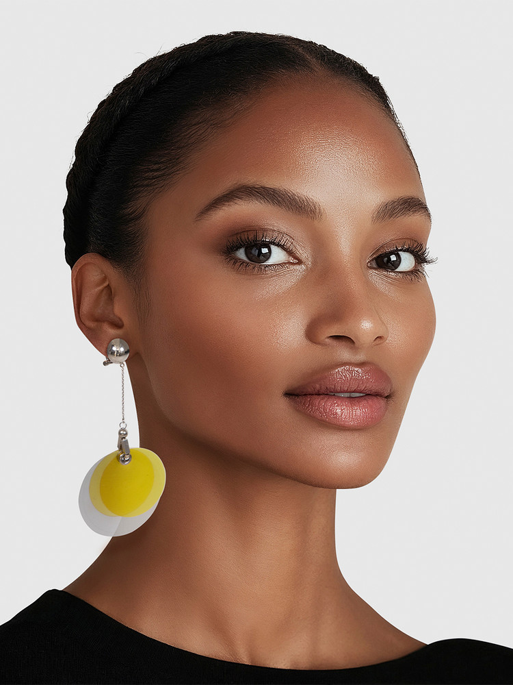 Prada Transparent Yellow Clip On Drop Earrings