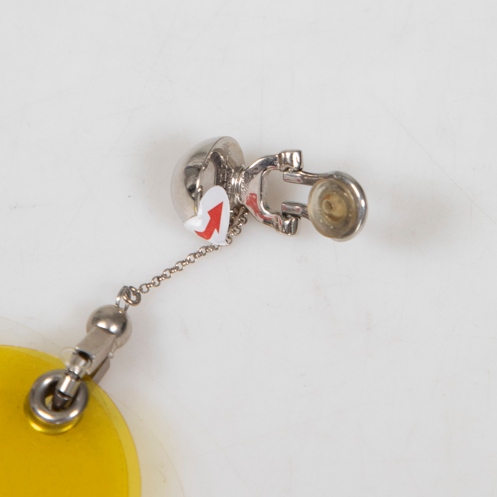 Prada Transparent Yellow Clip On Drop Earrings