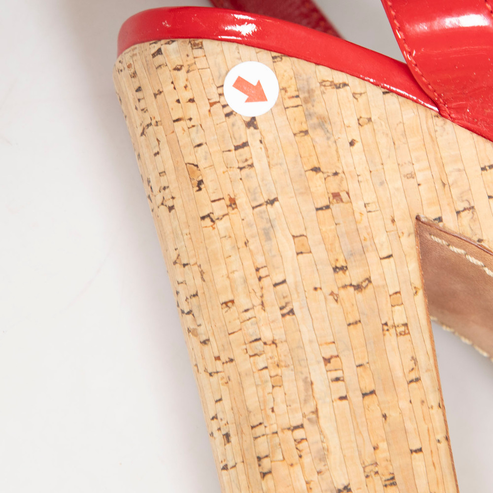 Prada Red Patent Leather Cork Heels