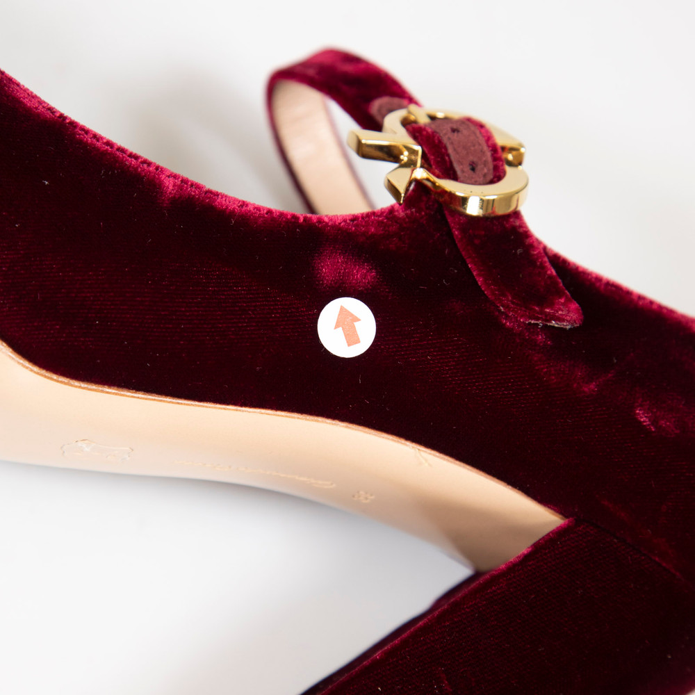 Gianvito Rossi Burgundy Velvet Mary Jane Pumps