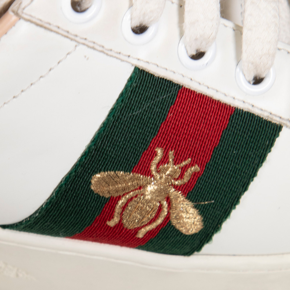 Gucci White Leather Ace Platform Trainers