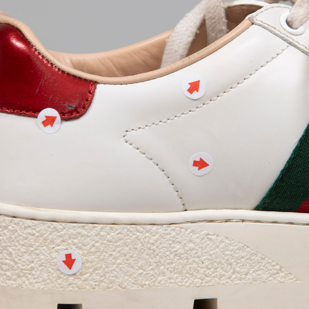 Gucci White Leather Ace Platform Trainers