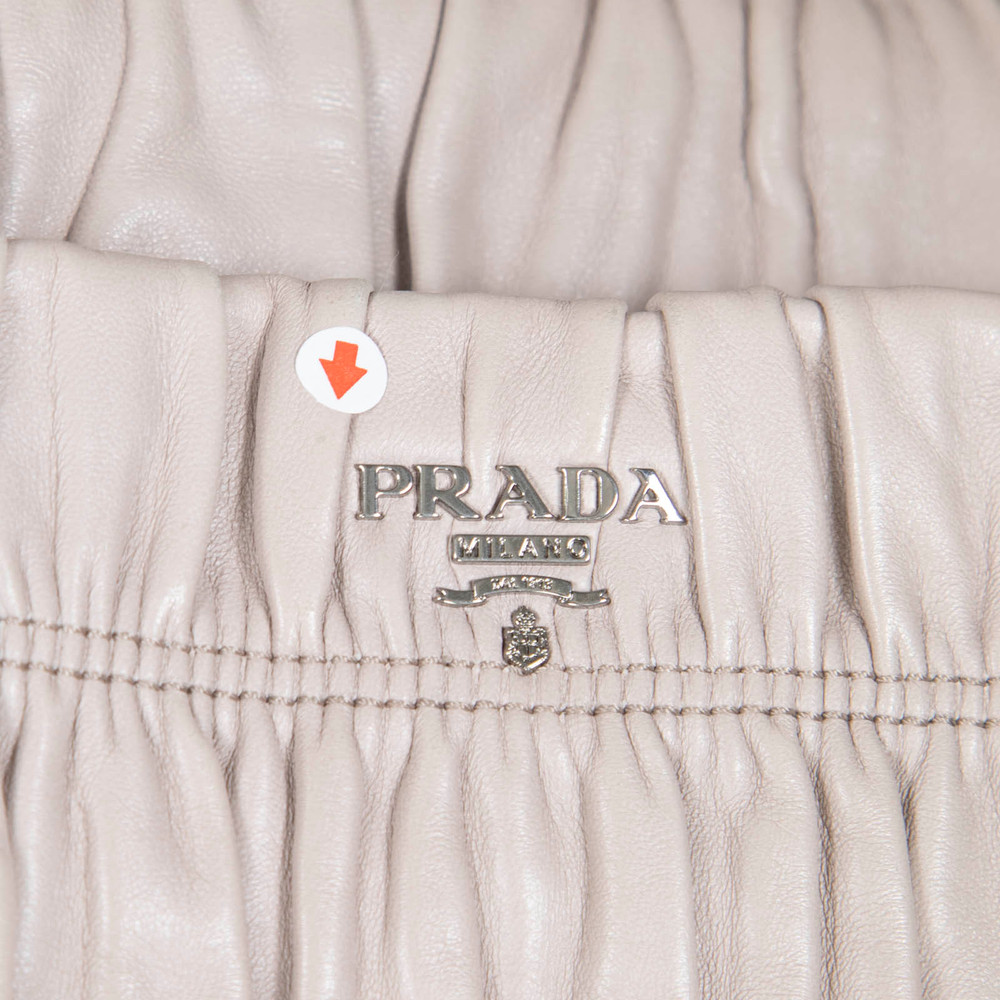 Prada Grey Ruched Leather Clutch