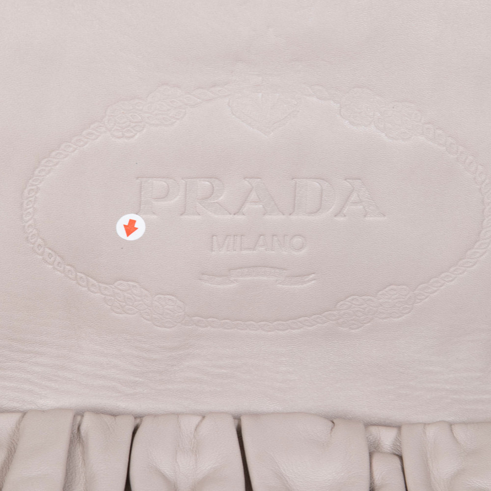 Prada Grey Ruched Leather Clutch
