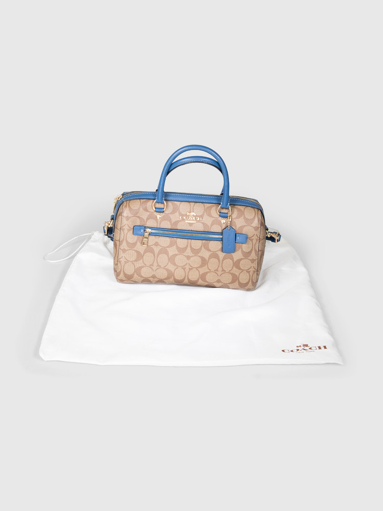 Coach Brown & Blue Rowan Satchel Bag