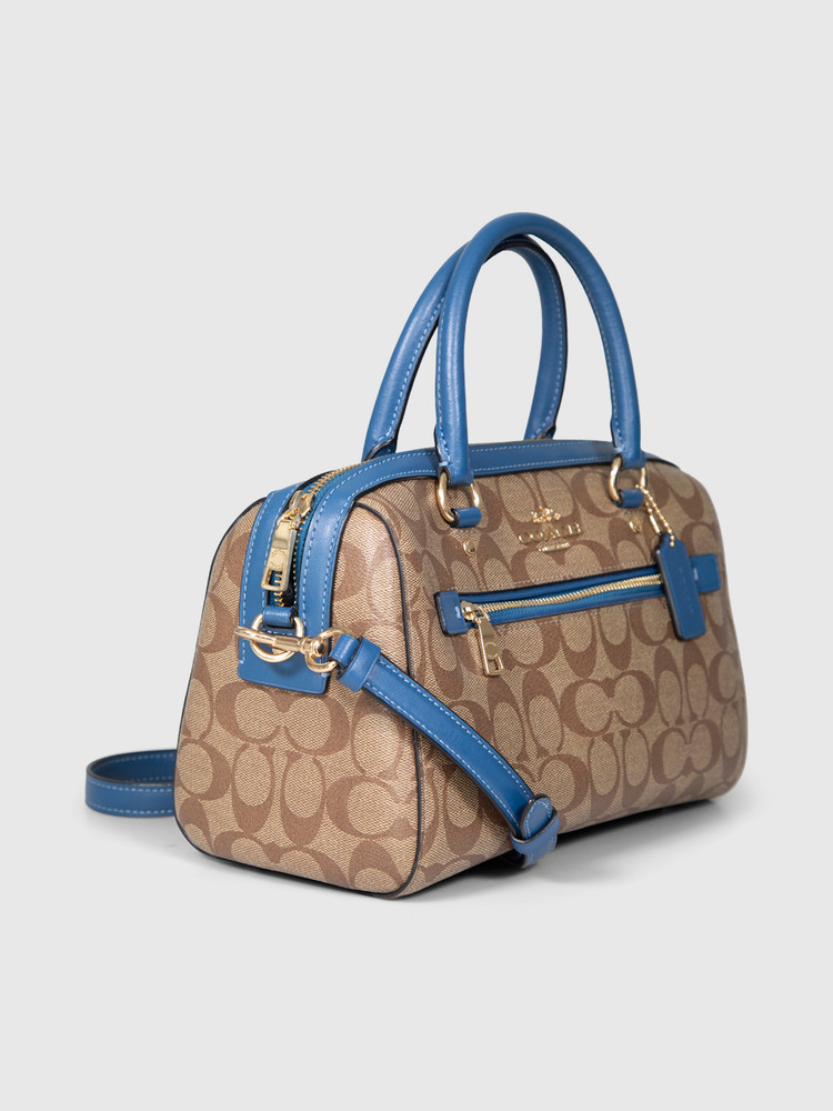 Coach Brown & Blue Rowan Satchel Bag