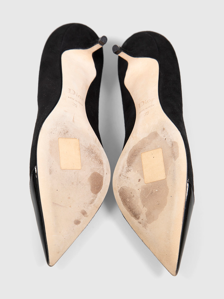 Dior Black Suede Kitten Heel Pumps