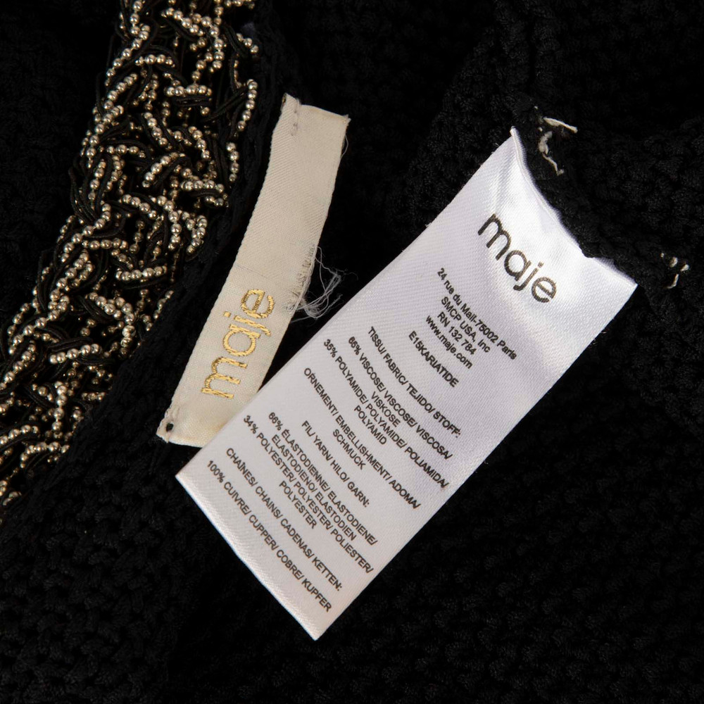 Maje Black Chain Trim Knit Cardigan