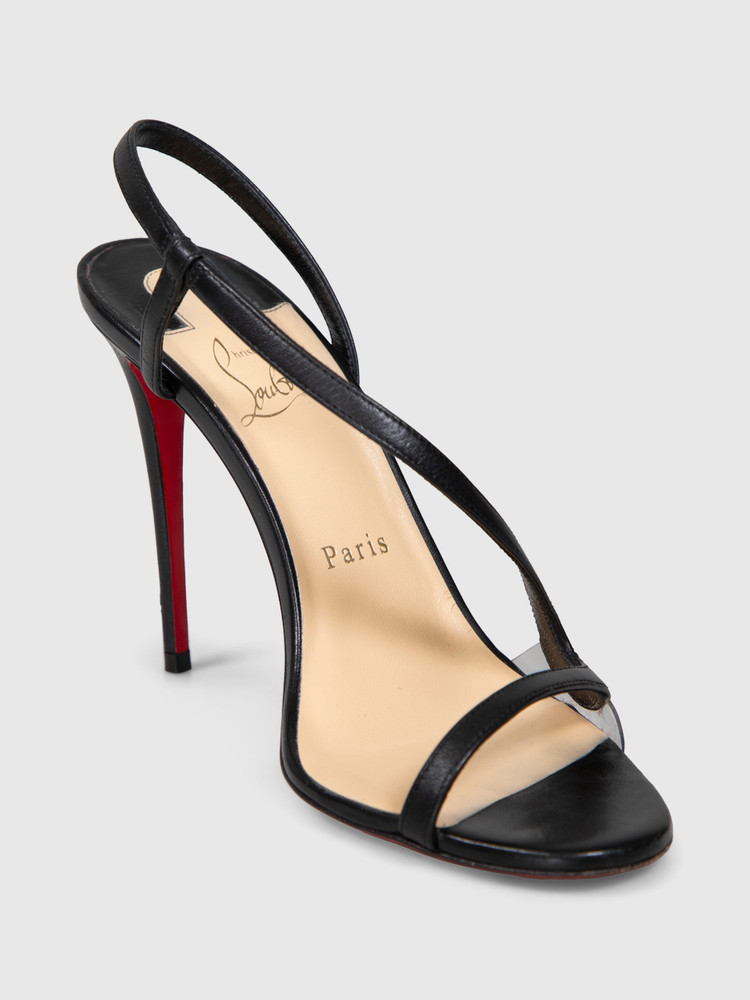 Christian Louboutin Black Leather Rosalie 100 Heeled Sandals