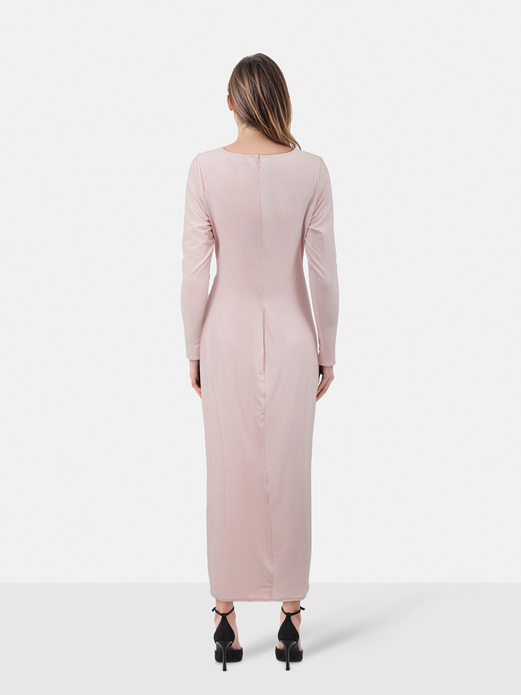 Self-Portrait Pink Jersey Gathered Cut Out Maxi Dress