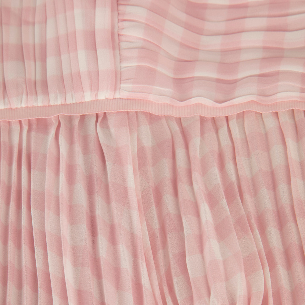 Self-Portrait Pink Gingham Print Chiffon Mini Dress
