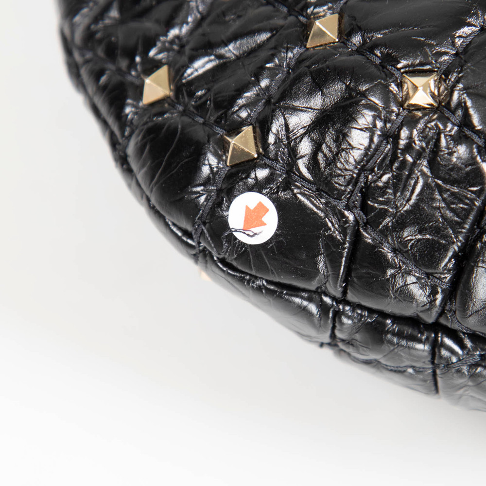 Valentino Garavani Black Leather Small Rockstud Spike Hobo Bag