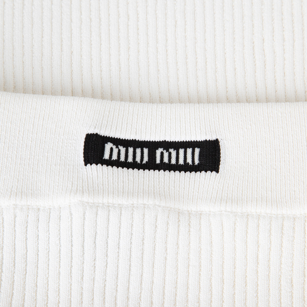 Miu Miu White Ribbed Knit Mini Skirt