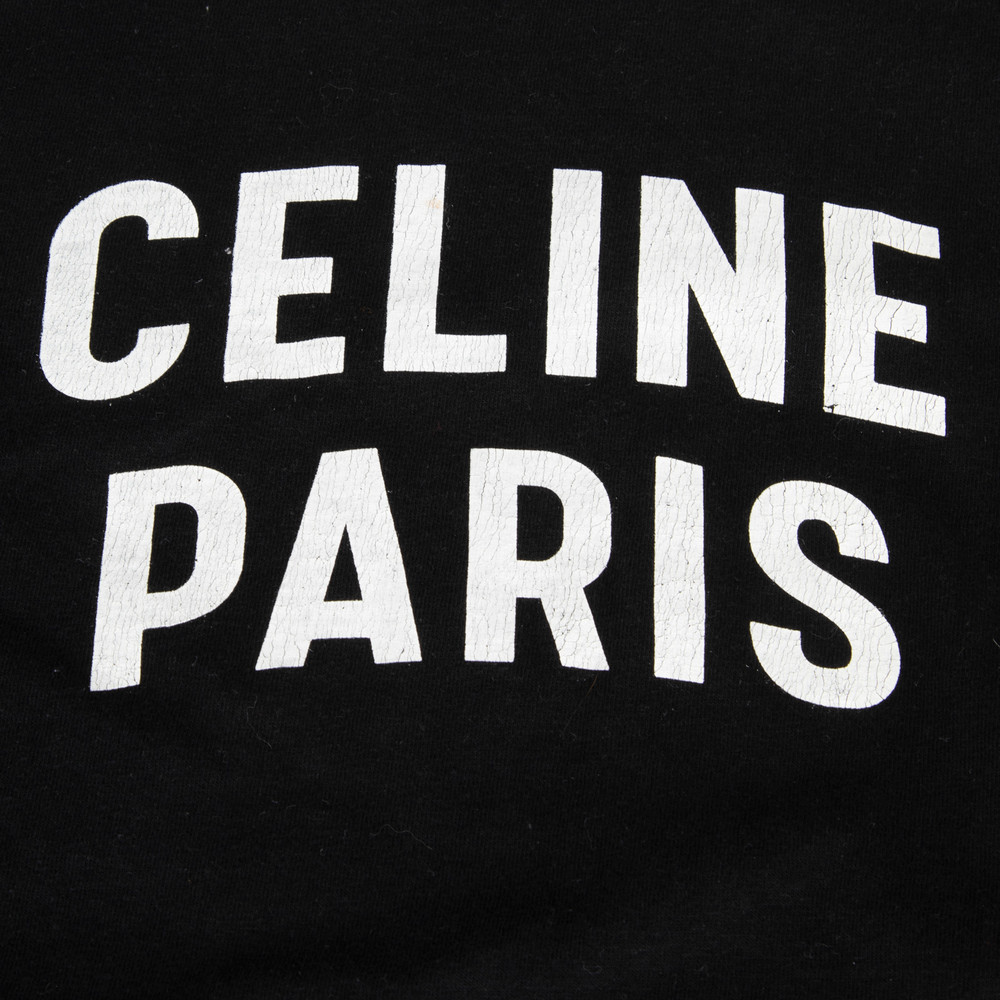 Céline Black Logo Print Mid Sleeve Top