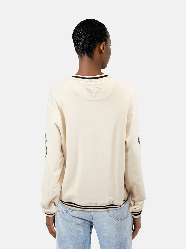 Prada Ecru Varsity Sweatshirt