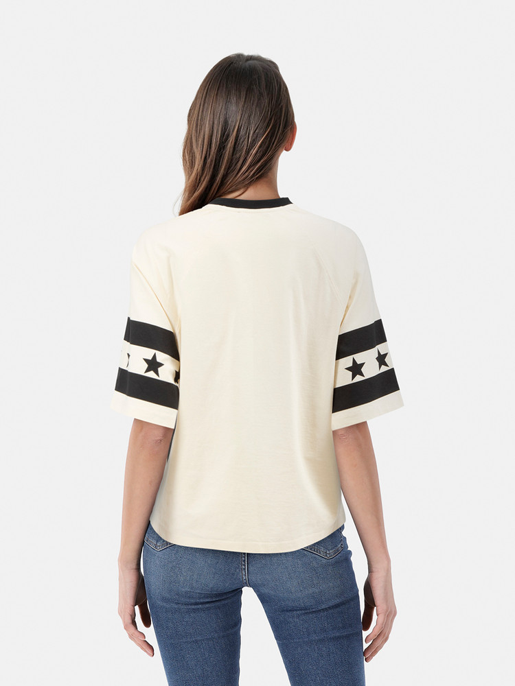 Balmain Ecru & Black Logo-Glamorama T-Shirt