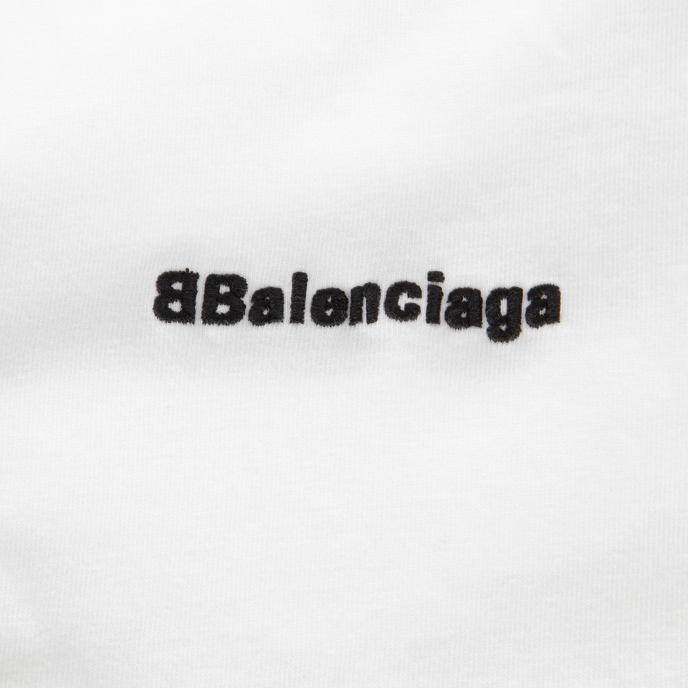 Balenciaga White Embroidered Logo T-Shirt