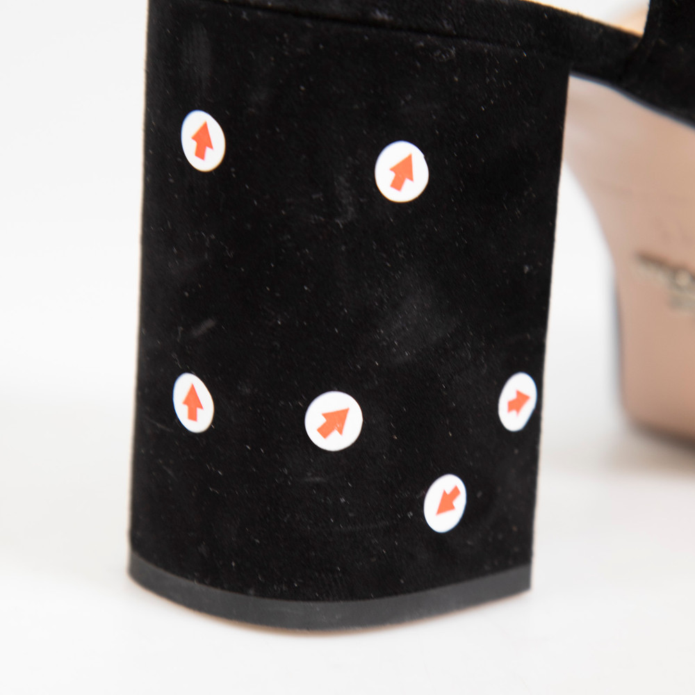 Prada Black Suede Platform Heel Sandals
