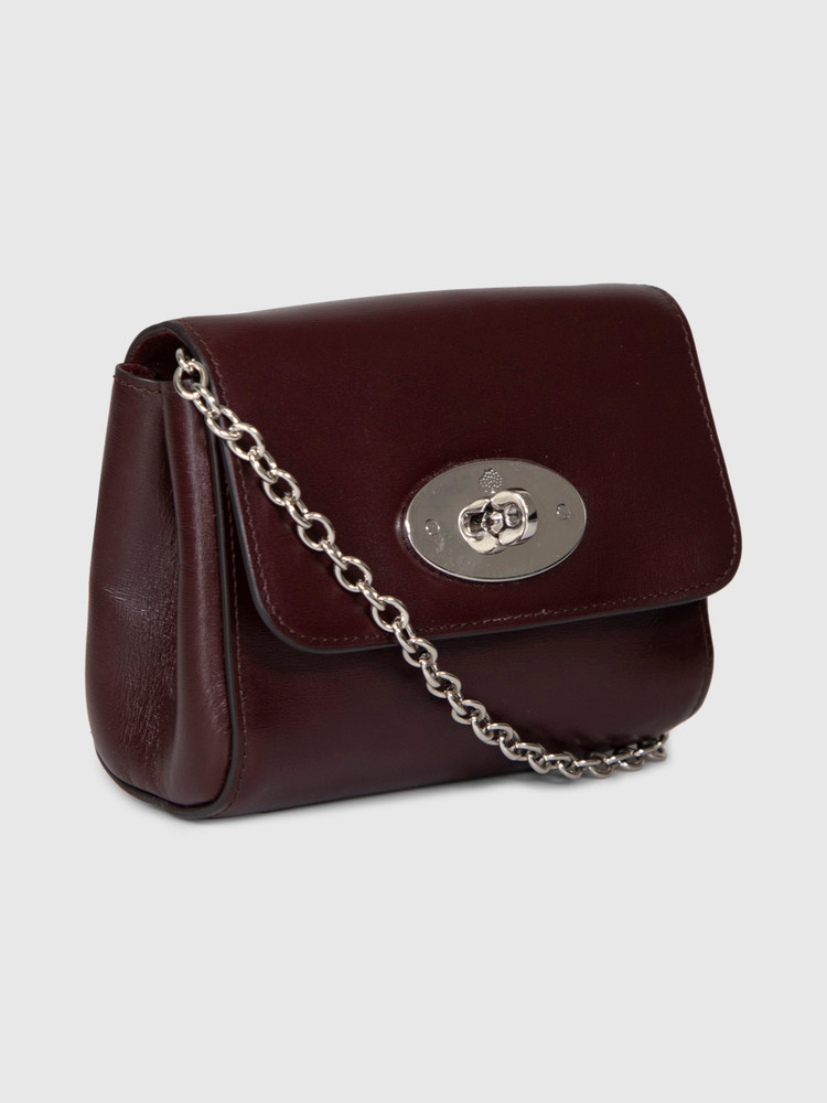 Mulberry Burgundy Leather Mini Lily Crossbody Bag