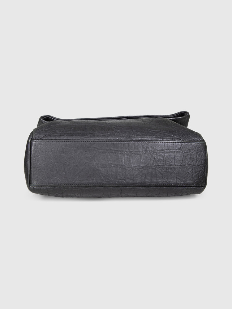 Saint Laurent Black Croc Embossed West Hollywood Bag