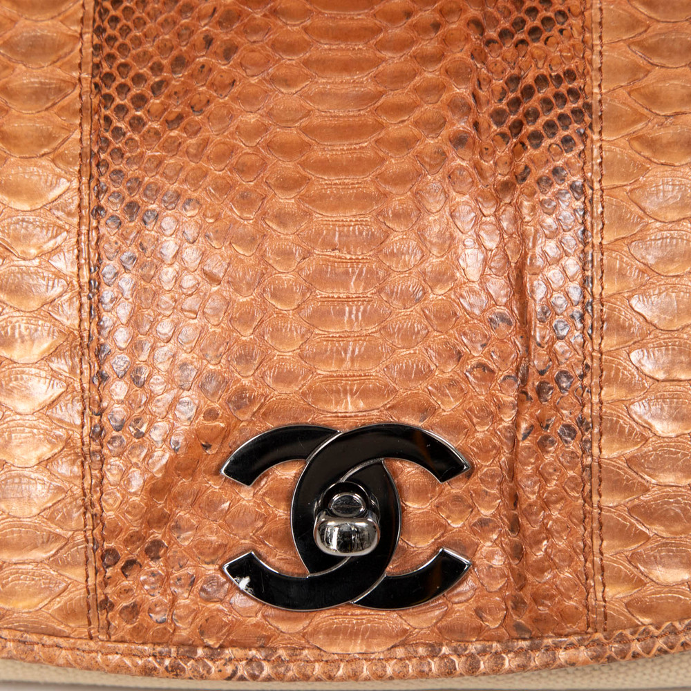 Chanel Vintage Python & Canvas CC Flap Bag