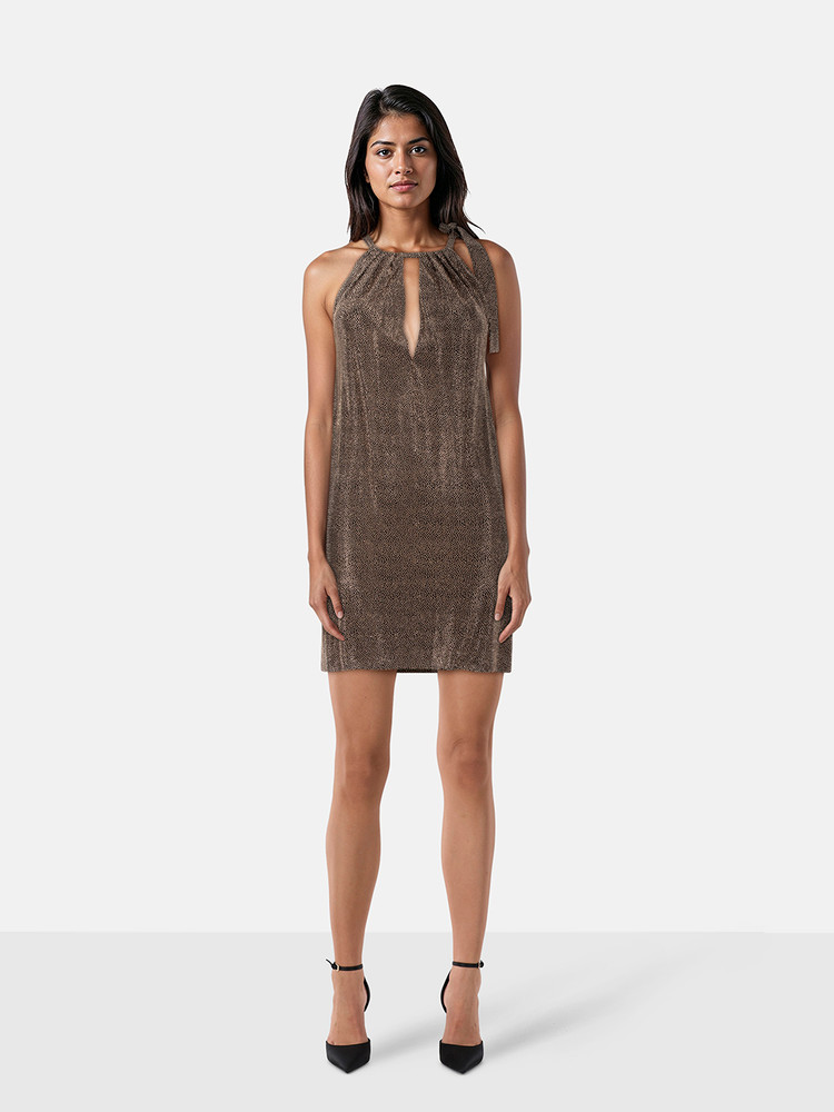 Saint Laurent Gold Crystal Embellished Dress