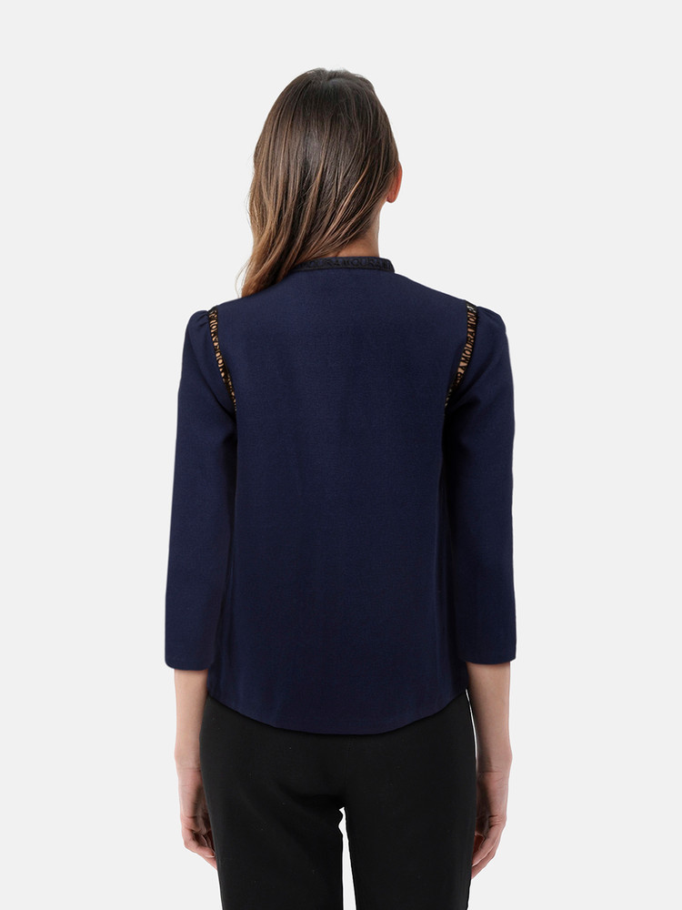 Maje Navy Amour Lace Top