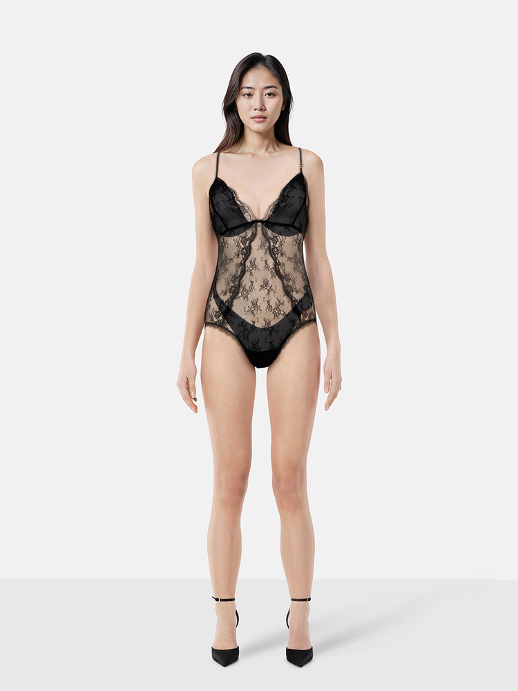 Stella McCartney Black Sheer Lace Bodysuit