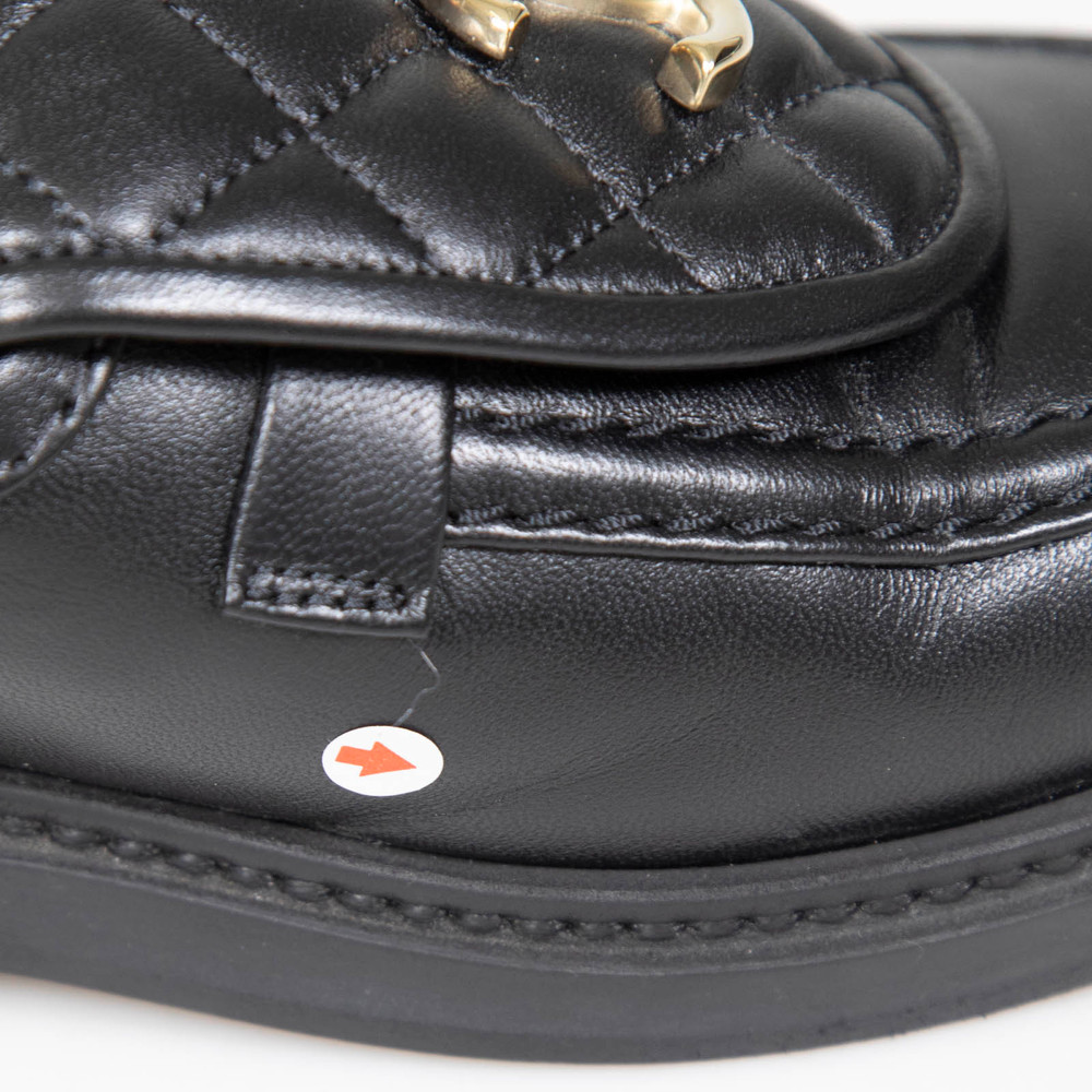 Second Hand Chanel Black Leather CC Turn Lock Loafers