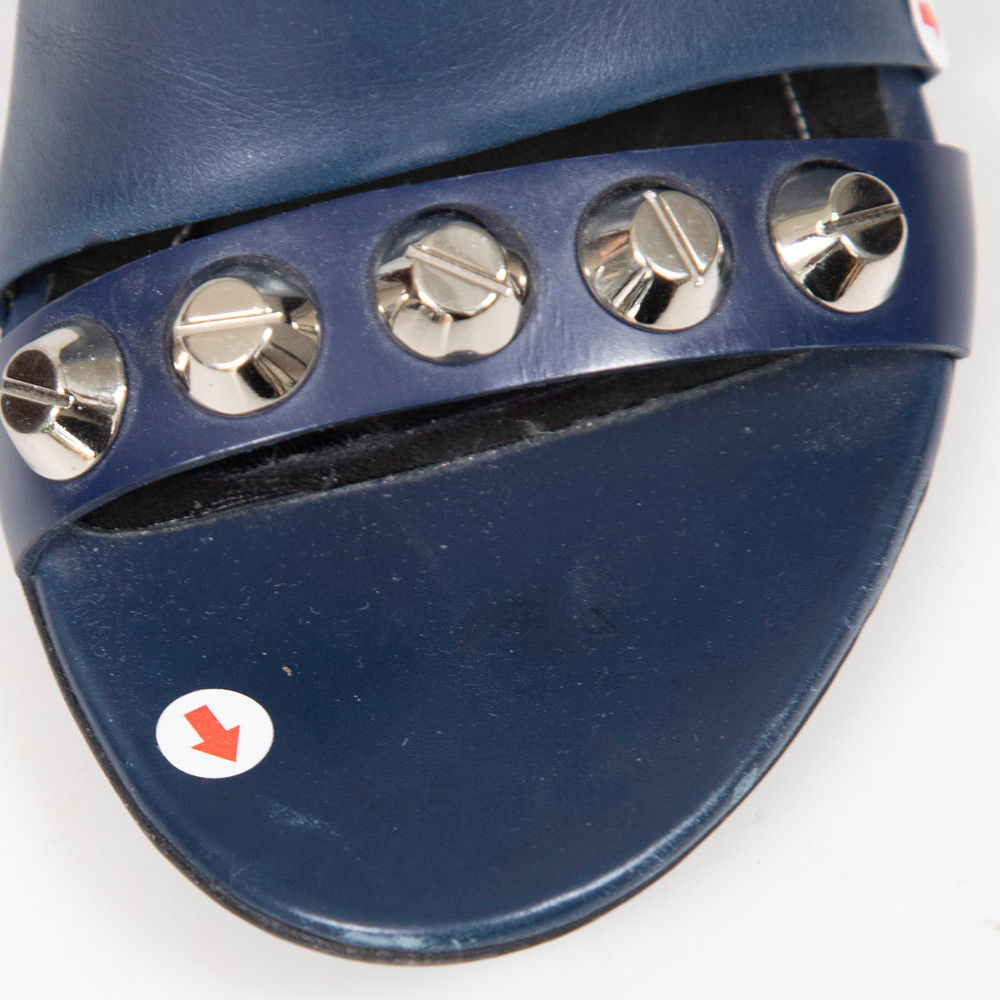 Second Hand Balenciaga Navy Studded Leather Wedges