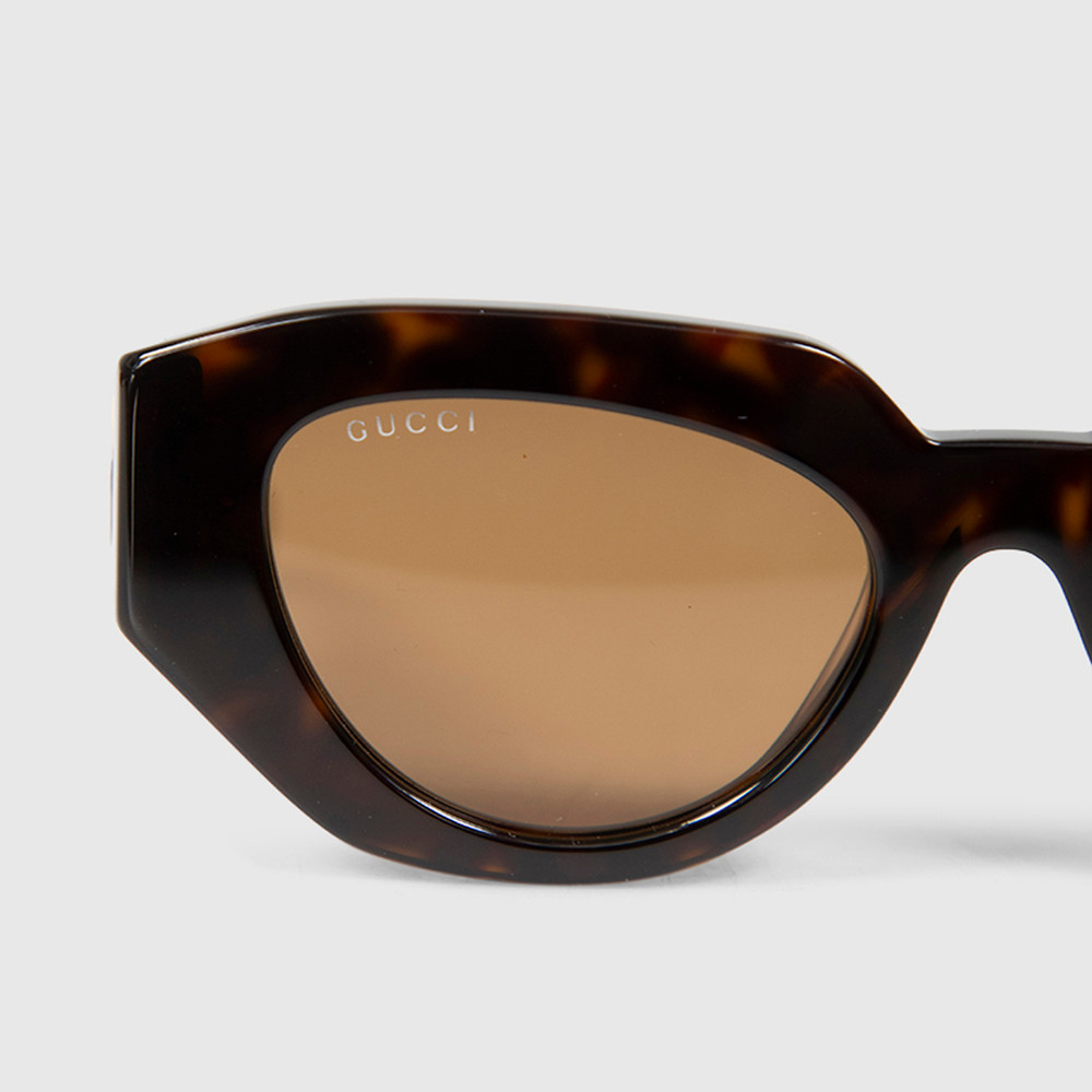 Second Hand Gucci Brown Havana Geometric Sunglasses