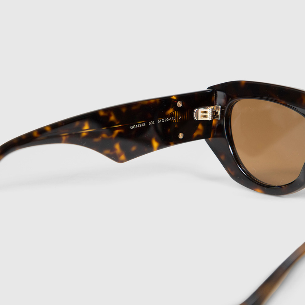 Second Hand Gucci Brown Havana Geometric Sunglasses