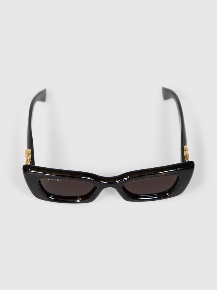 Second Hand Gucci Havana Rectangular Cat Eye Sunglasses