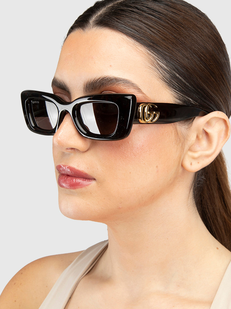 Second Hand Gucci Havana Rectangular Cat Eye Sunglasses
