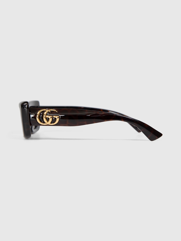 Second Hand Gucci Havana Rectangular Cat Eye Sunglasses