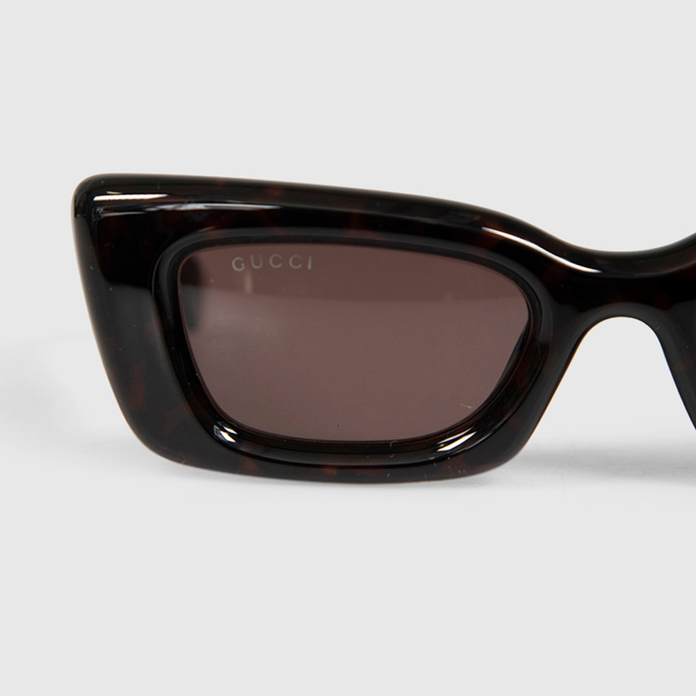 Second Hand Gucci Havana Rectangular Cat Eye Sunglasses