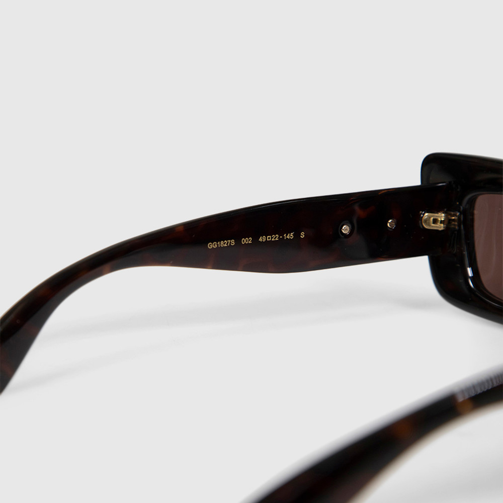 Second Hand Gucci Havana Rectangular Cat Eye Sunglasses