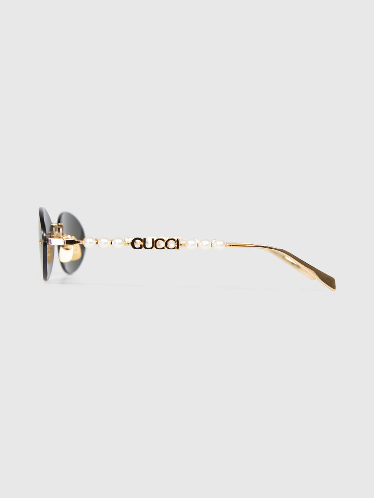 Second Hand Gucci Oval Rimless Pearl Sunglasses
