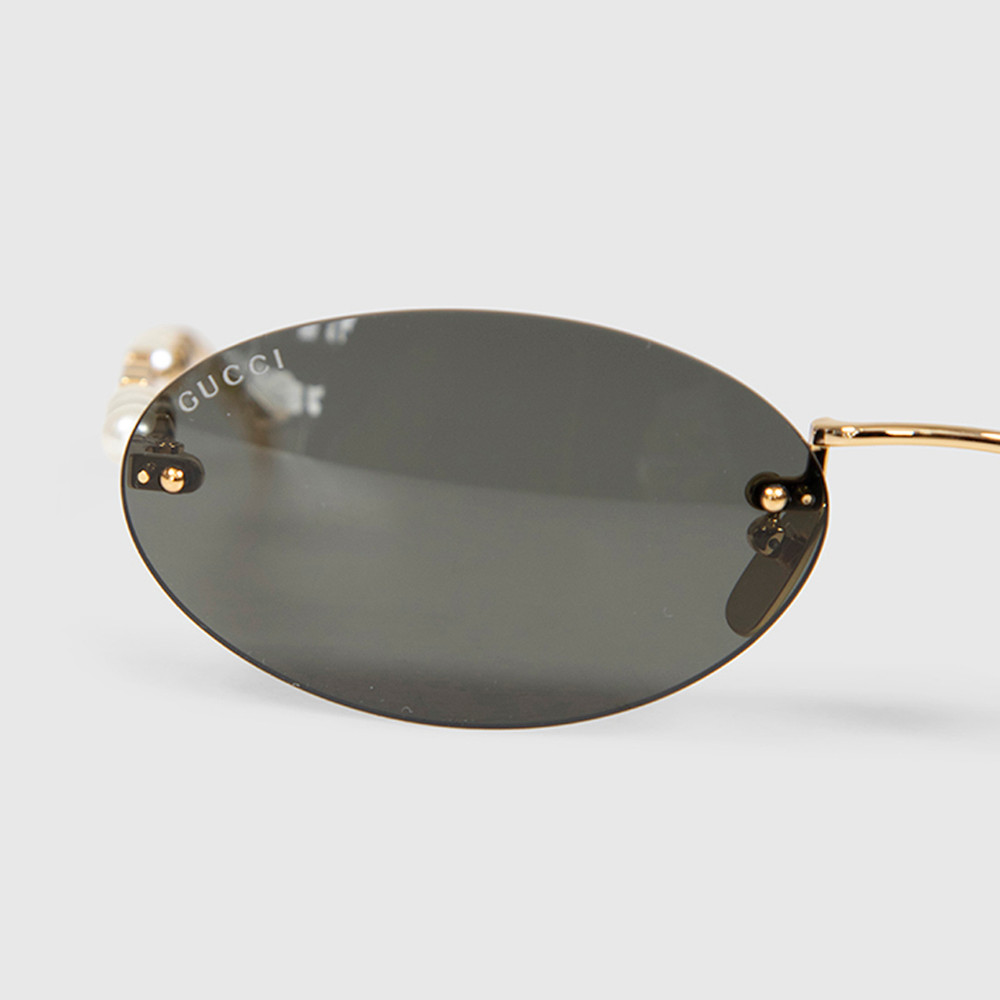 Second Hand Gucci Oval Rimless Pearl Sunglasses