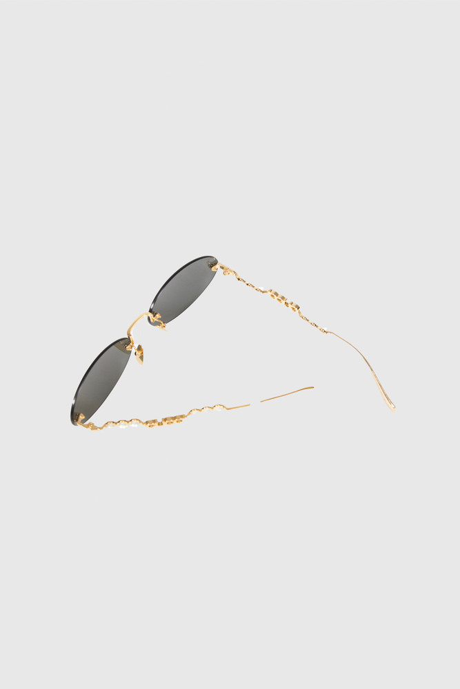 Second Hand Gucci Oval Rimless Pearl Sunglasses