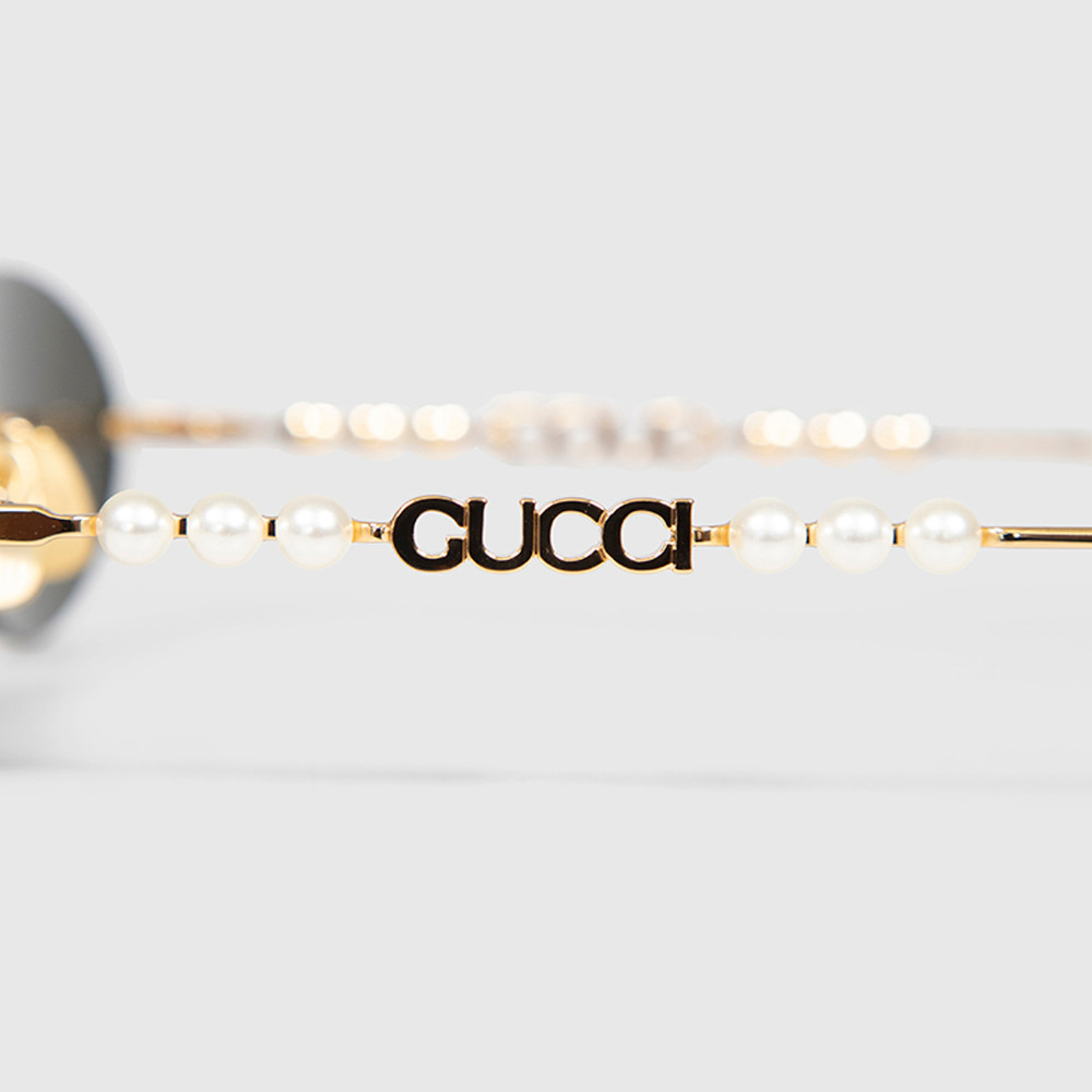 Second Hand Gucci Oval Rimless Pearl Sunglasses