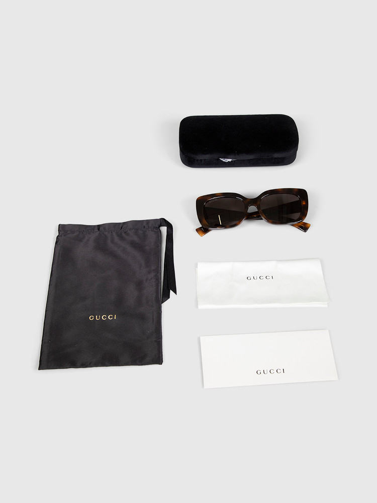 Second Hand Gucci Havana Rectangle Sunglasses