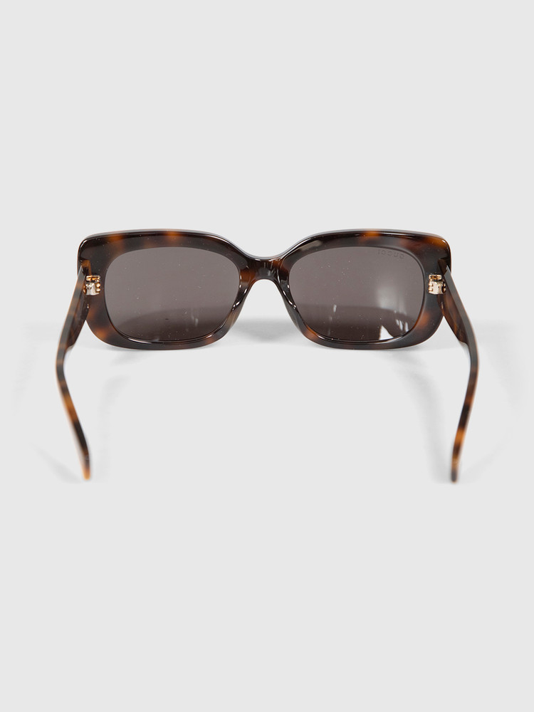 Second Hand Gucci Havana Rectangle Sunglasses