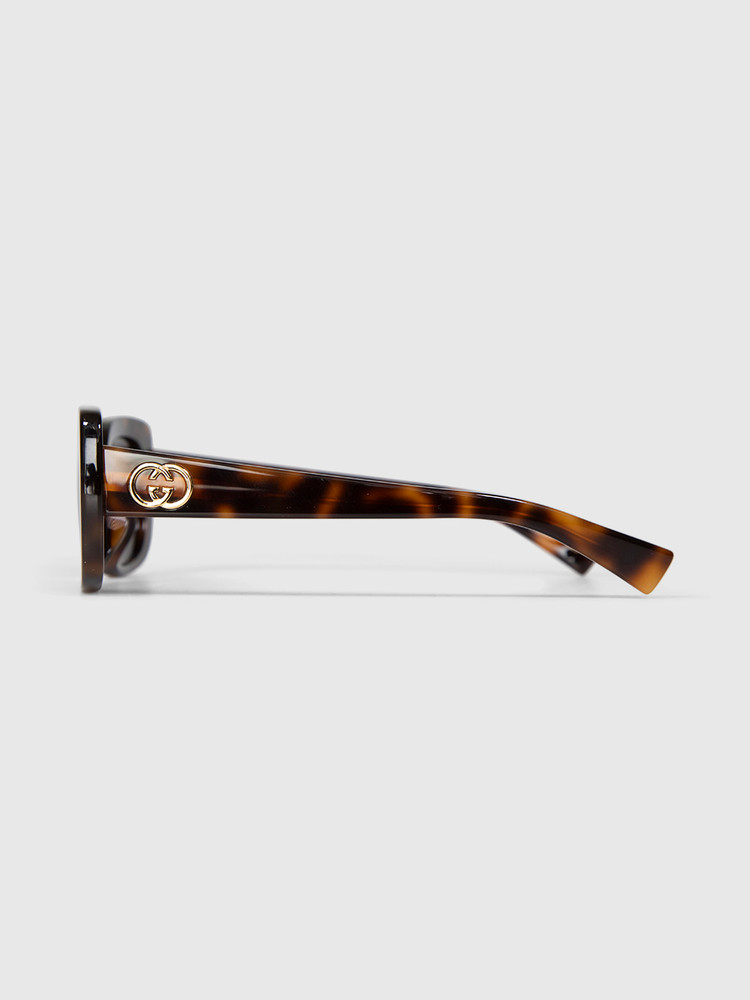 Second Hand Gucci Havana Rectangle Sunglasses
