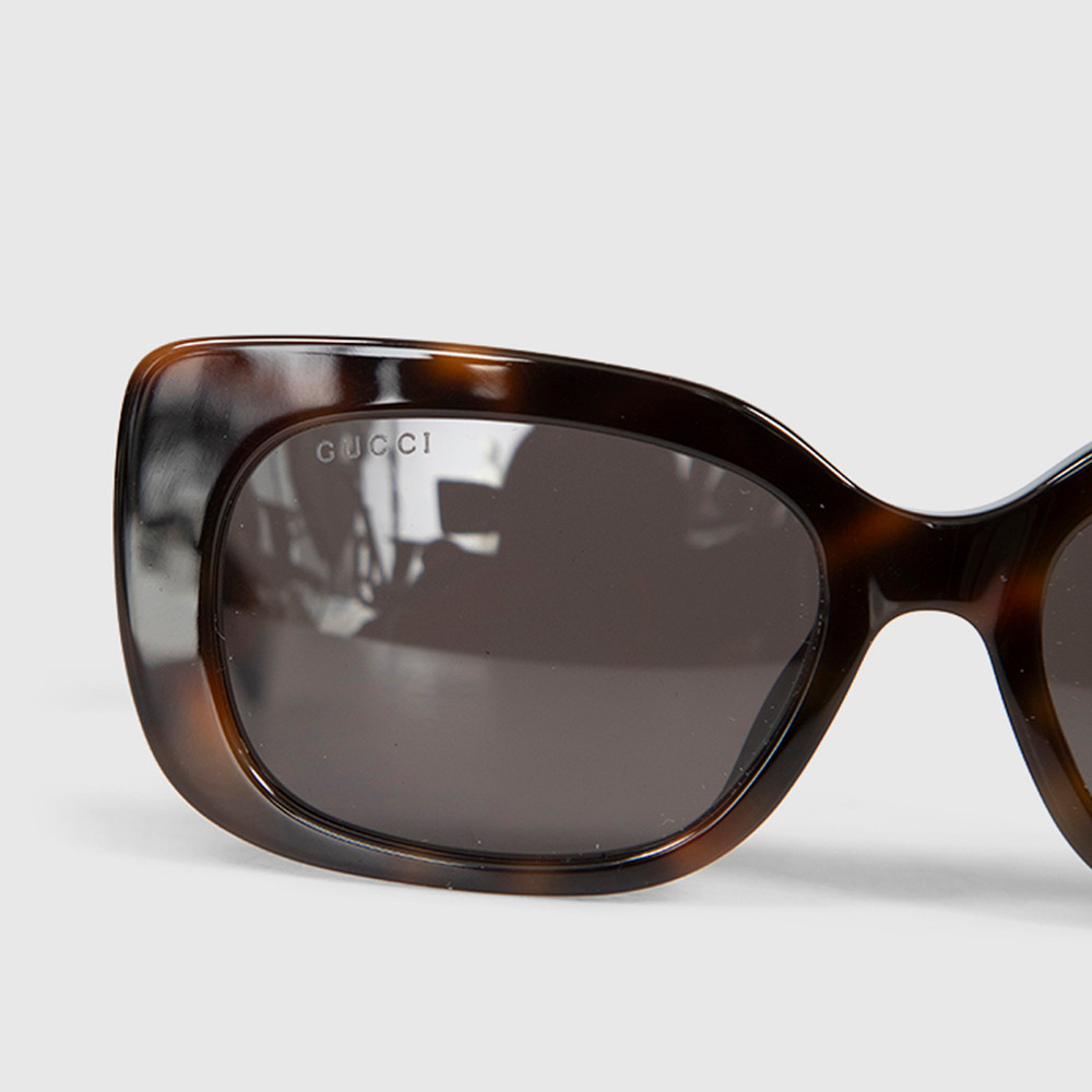 Second Hand Gucci Havana Rectangle Sunglasses