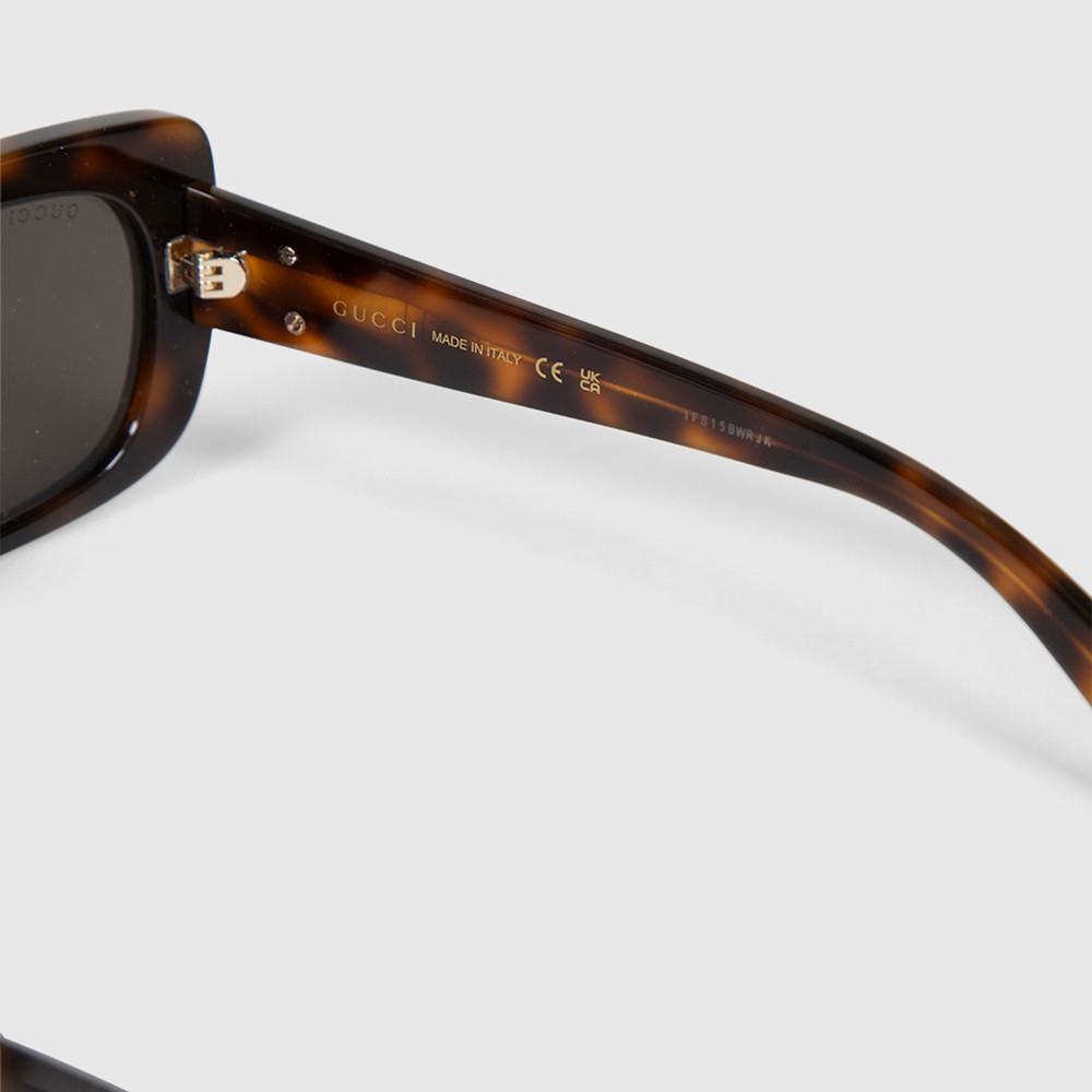 Second Hand Gucci Havana Rectangle Sunglasses