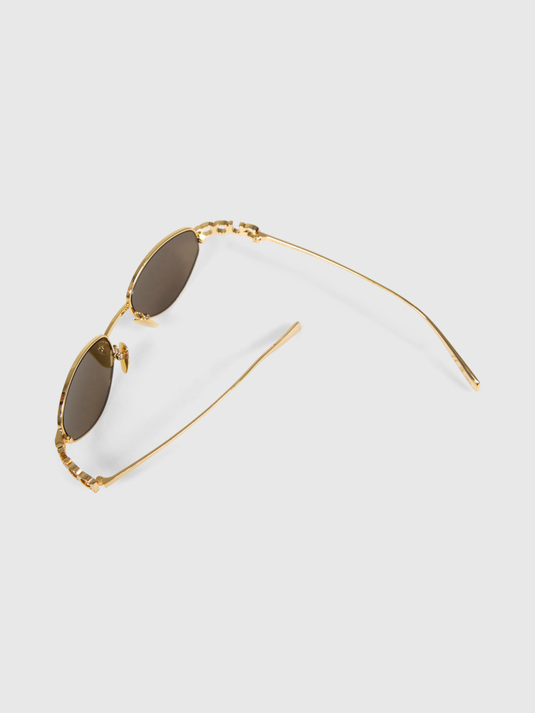 Second Hand Gucci Gold Metal Oval Logo Sunglasses