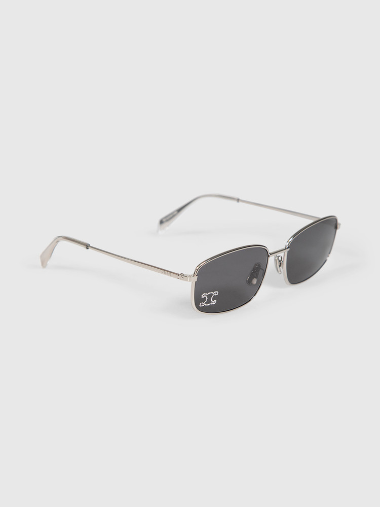 Céline Silver Metal Triomphe Rhinestone Sunglasses