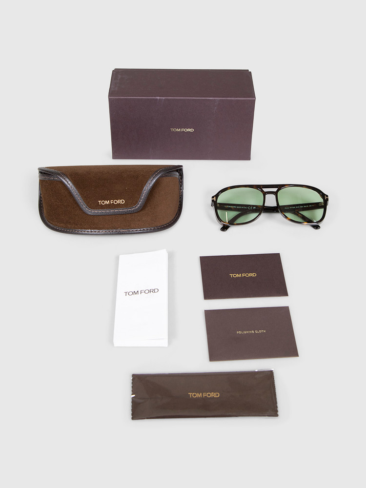 Second Hand Tom Ford Tortoise Green Lenses Rosco Sunglasses