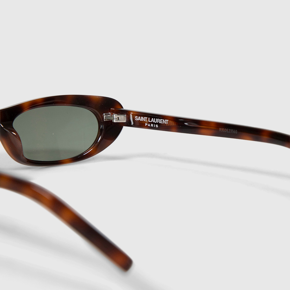 Second Hand Saint Laurent Havana Narrow Oval Sunglasses